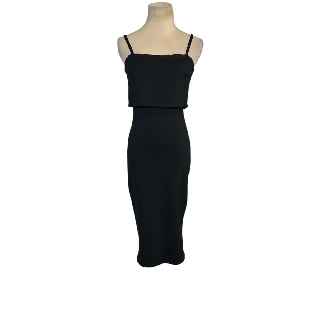 Soprano black side slit cami bodycon midi dress size XS